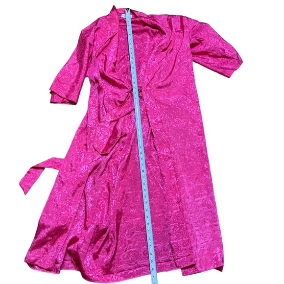 California Dynasty Vintage Pink Floral Long Robe Tie Size Small Made in USA - Picture 2 of 10